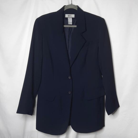 BICE Women's Navy Two Button Jacket Size 10 - Picture 1 of 7